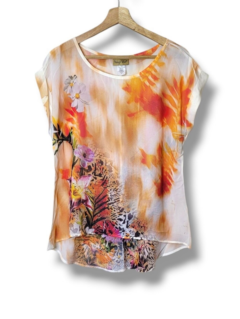 Midnight Velvet Sheer High-Low Floral Top
